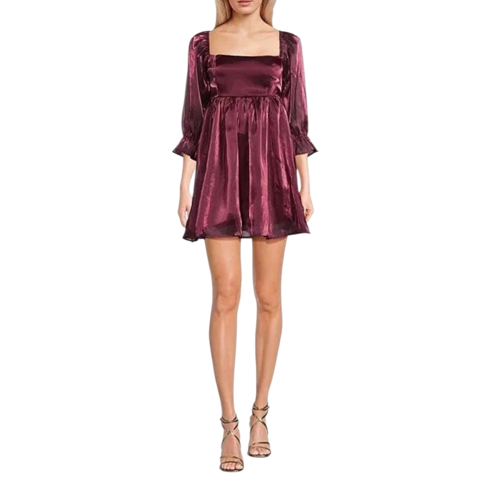 New Allison & Kelly Elegant Burgundy Baby Doll Dress.